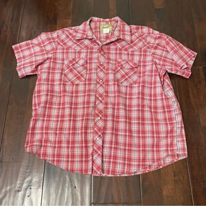 Wrangler Short Sleeve Pearl Snap Button Up Men’s 2XL Western Cowboy Red